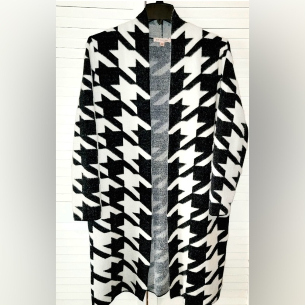 Philosophy Women’s Sweater Cardigan Open Front Houndstoothoth